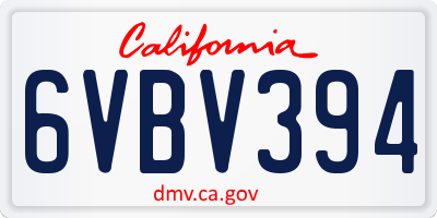 CA license plate 6VBV394
