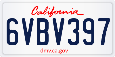CA license plate 6VBV397
