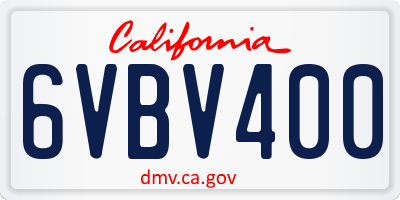 CA license plate 6VBV400
