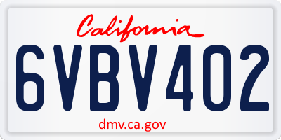 CA license plate 6VBV402
