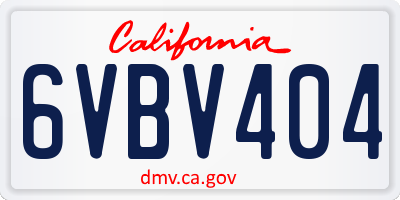 CA license plate 6VBV404