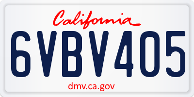 CA license plate 6VBV405