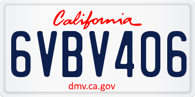 CA license plate 6VBV406