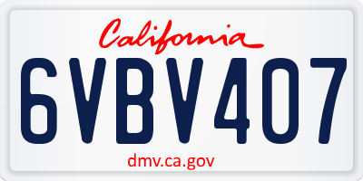 CA license plate 6VBV407