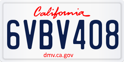 CA license plate 6VBV408