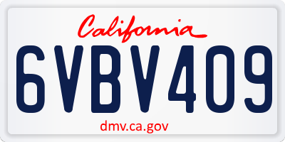 CA license plate 6VBV409