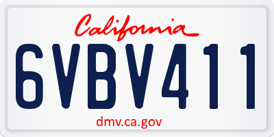 CA license plate 6VBV411
