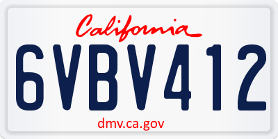 CA license plate 6VBV412