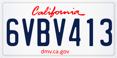 CA license plate 6VBV413