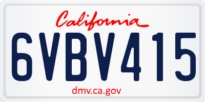 CA license plate 6VBV415