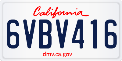 CA license plate 6VBV416