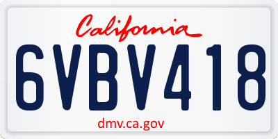 CA license plate 6VBV418