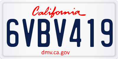CA license plate 6VBV419