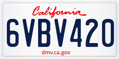 CA license plate 6VBV420