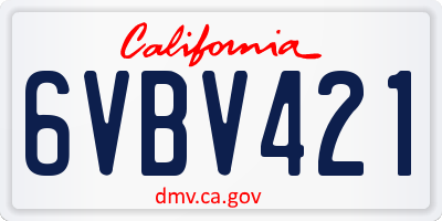 CA license plate 6VBV421