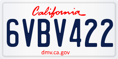 CA license plate 6VBV422