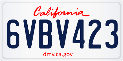 CA license plate 6VBV423