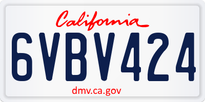 CA license plate 6VBV424