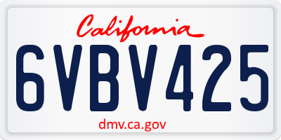 CA license plate 6VBV425