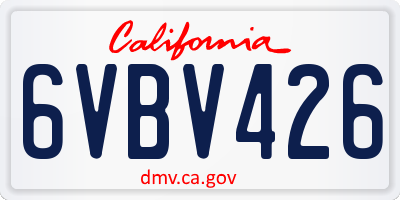 CA license plate 6VBV426
