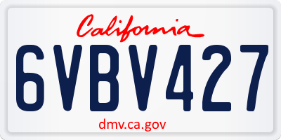 CA license plate 6VBV427