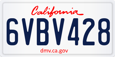 CA license plate 6VBV428