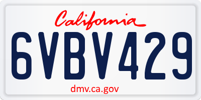 CA license plate 6VBV429