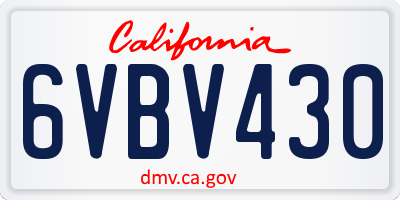 CA license plate 6VBV430