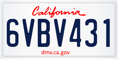 CA license plate 6VBV431