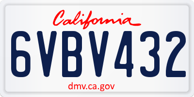 CA license plate 6VBV432