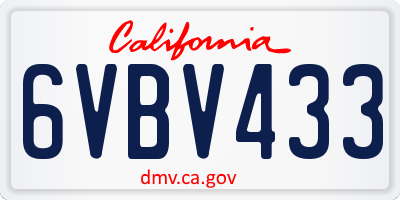 CA license plate 6VBV433
