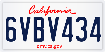 CA license plate 6VBV434