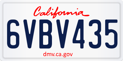CA license plate 6VBV435