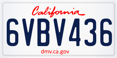 CA license plate 6VBV436