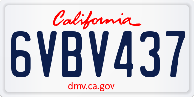 CA license plate 6VBV437