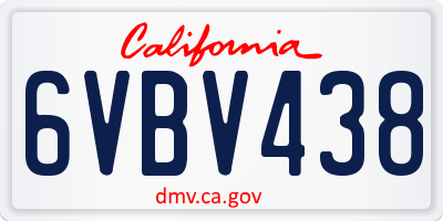 CA license plate 6VBV438