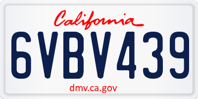 CA license plate 6VBV439