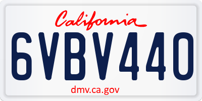 CA license plate 6VBV440
