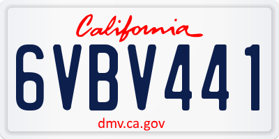 CA license plate 6VBV441