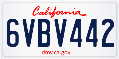 CA license plate 6VBV442