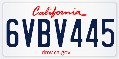CA license plate 6VBV445