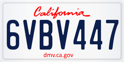 CA license plate 6VBV447