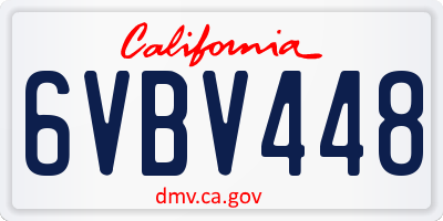 CA license plate 6VBV448