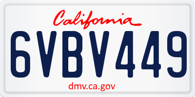 CA license plate 6VBV449