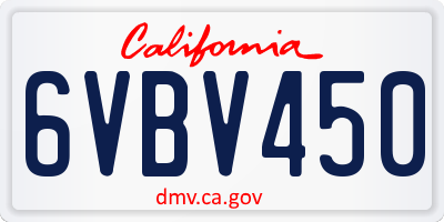 CA license plate 6VBV450