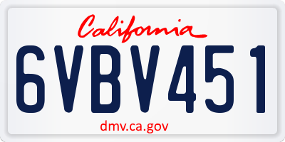CA license plate 6VBV451