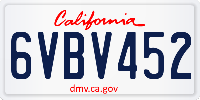 CA license plate 6VBV452