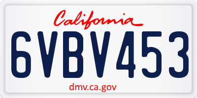 CA license plate 6VBV453