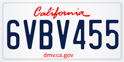 CA license plate 6VBV455