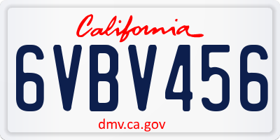 CA license plate 6VBV456